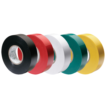 ANCOR Assorted Elect. Tape-1/2"x20'-Black/Red/White/Green/Yellow 339066